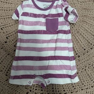 Little Bipsy Purple and White Striped Bodysuit